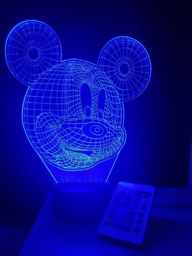 Imagen 4 de 8 de Lampara Led 3d Con Control Mickey Mouse