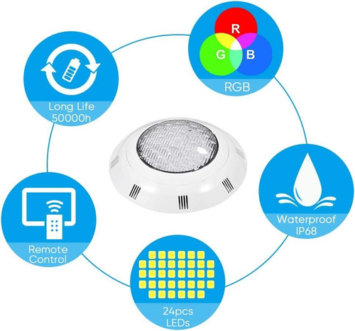 Lámpara De Piscina Led Con Control Remoto Focos Decorativos