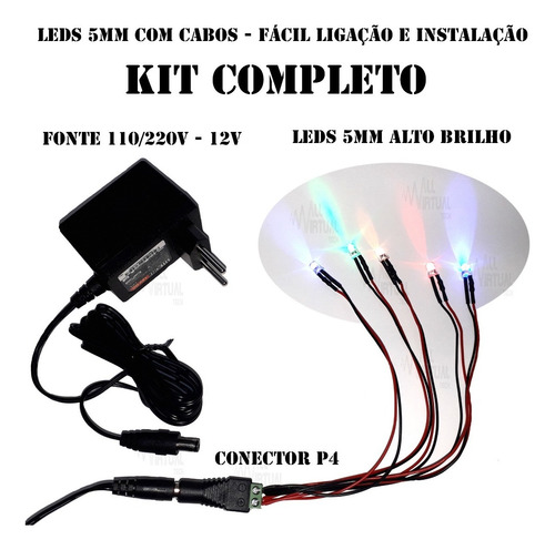 Imagem 3 de 4 de Kit Mini Lâmpada Led Nicho Artesanato Luminária + Fonte