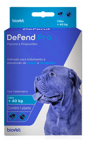 Antipulgas E Carrapatos Defend Pro P/ Cães + 40kg Biovet