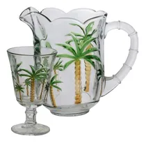Comprar Jogo De Jarra E Taças Palm Hand Painting Cristal 7 Peças
