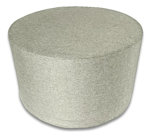 Taburete Ottoman Circular Con Funda Removible En Lino Beige