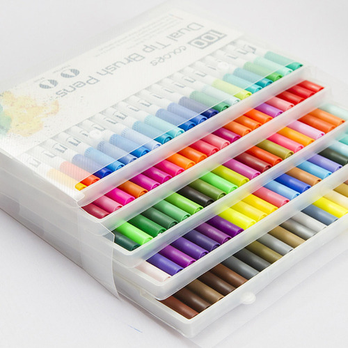 100 Bolígrafos De Doble Punta, Colores Brillantes Para