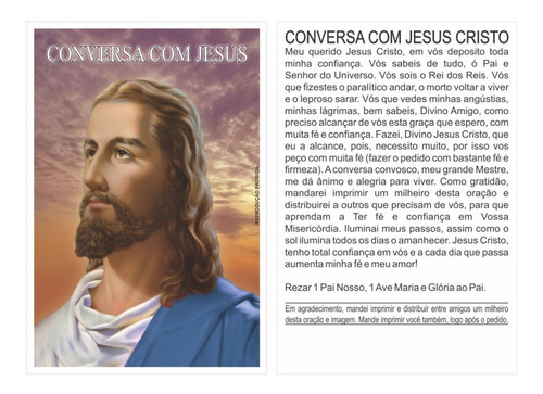100 Santinho Conversa Com Jesus Oração De Promessa Um Cento