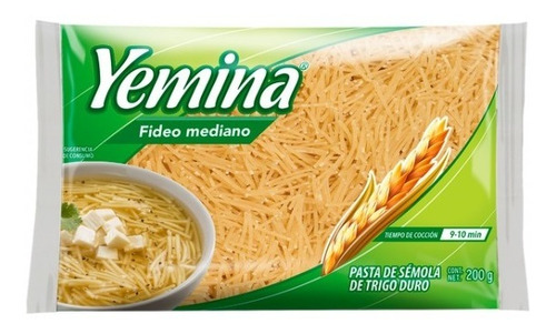 Yemina Pasta Fideo Mediano  200 Gr Caja 24 Piezas