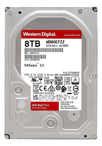 Disco Duro Interno Western Digital Red Plus Nas 8tb 3.5 