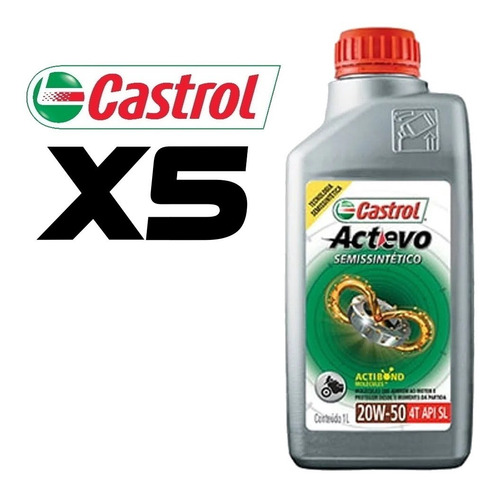 Kit C/5 20w50 Semissintético Castrol Actevo Api Sl Jaso Ma2