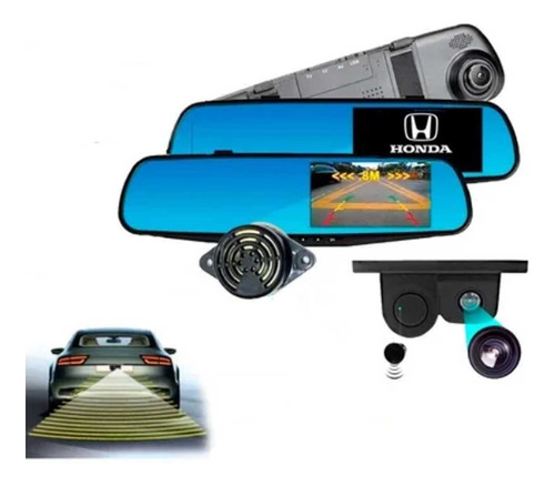 Espejo Retrovisor Dvr Sensor Y Camara De Reversa Logo Honda