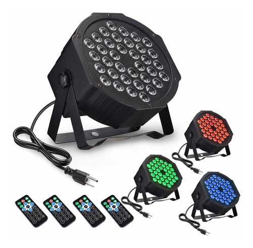Imagen 1 de 3 de Tacho Par Led Rgb 36 Led Control Remoto Dmx Fiesta Dj Evento