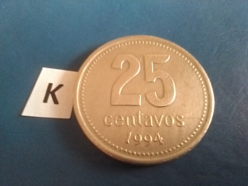 Monedas De 25 Centavos De Peso Año De 1994 Argentina Plteada