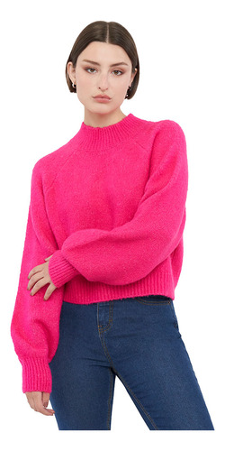 Sweater Mujer Cuello Alto Fucsia Corona