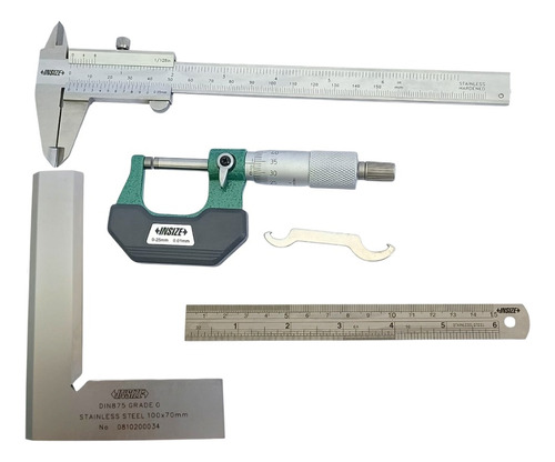 Set Hta Análoga:vernier 6 , Micróm 0-1 , Escuadra Y Regla 6