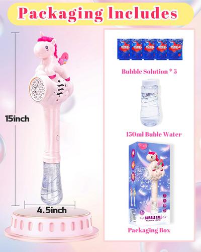 Varita Burbujas Unicornio Regalos Cumpleaños Niñas 3-6 Años. Color