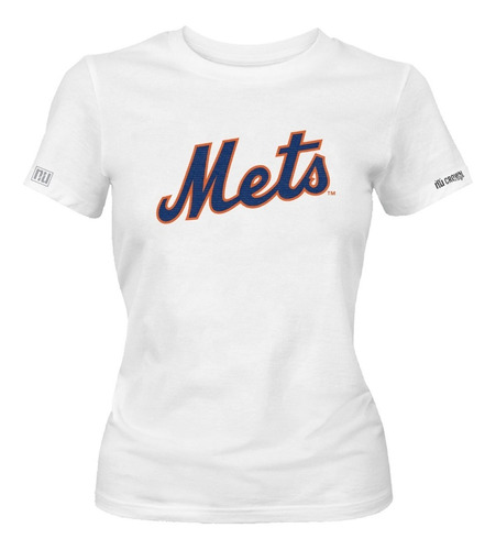 Camiseta New York Mets Logo Nombre Beisbol Dama Mujer Idk