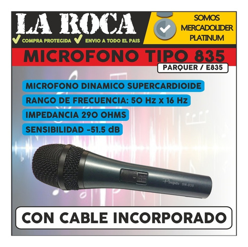 Imagen 3 de 10 de Microfono Vocal Parquer Profesional Para Cantar 835