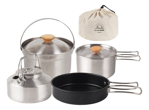 Juego De Utensilios De Cocina Para Freír, Picnic, Acero Inox