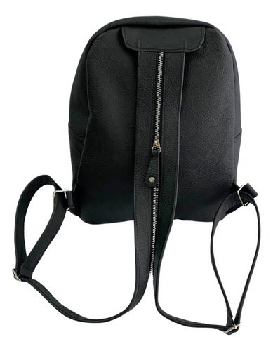 Mochila Urbana De Cuero Vacuno, Grande, Mujer Color Negro Diseño De La Tela Lisa