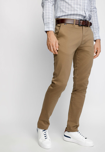 Pantalón Hombre Twill Sin Pliegues L/33 Marrón Fw 23 Ferouch