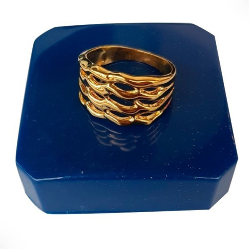 Anillo Mujer Laminado Oro Amarillo 18k Diseño Calado Fino