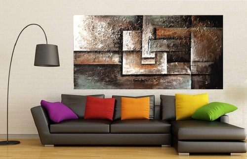 Quadro Pintura Tela Abstrato Moderno Cod 2028 Cor Conforme a foto Cor da armação 80cm (A) x 160cm (L)