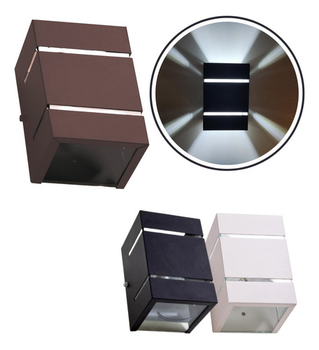 Kit 9 Arandelas 2 Foco E 2 Friso Externa Parede Muro Ar1510 Estrutura Marrom