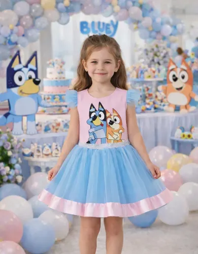 vacation birthday dress Baby Girl Toddler Bluey Birthday 3 Piece Dress main image 1