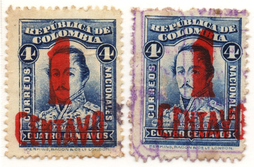 1 Centavo 1932 Sobrecarga Pareja De Estampillas 