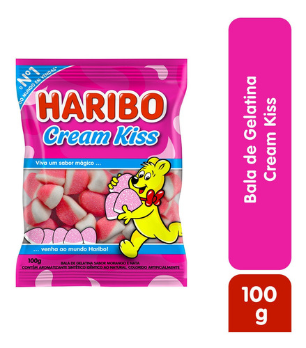 Imagem 1 de 2 de Bala Gelatina Cream Kiss Haribo 100g