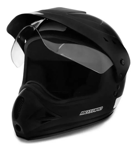 Capacete Ebf Motard Cross Trilha Com Viseira Preto Brilhante