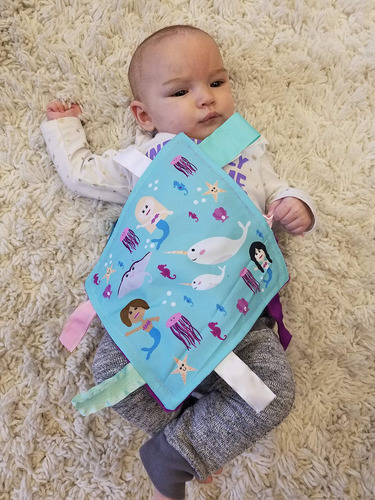 Baby Sensory Crinkle & Teething Square Lovey Toy With Closed