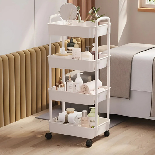 Carrito De Almacenamiento De 4 Niveles Con Asa, Cocina, Baño