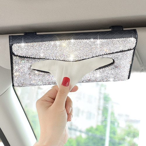 Caja Pañuelo Para Visera Coche Cristal Brillante Diamante