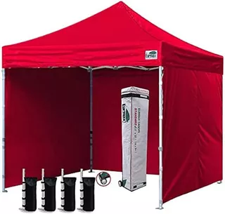 Toldo Plegable Para Patio 10x10ft Color Rojo Marca Eurmax