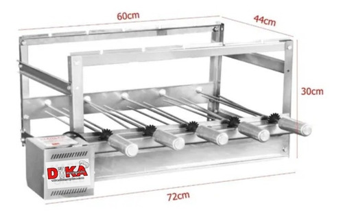 Kit Rotativo Churrasqueira Gira Grill 5 Espetos Giratório