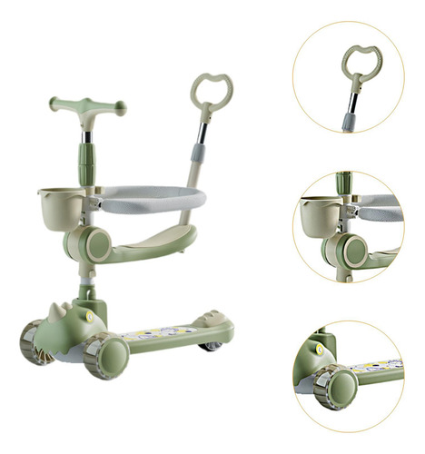 Patinete De 3 Ruedas, Patinete De 3 Ruedas, Asiento Verde