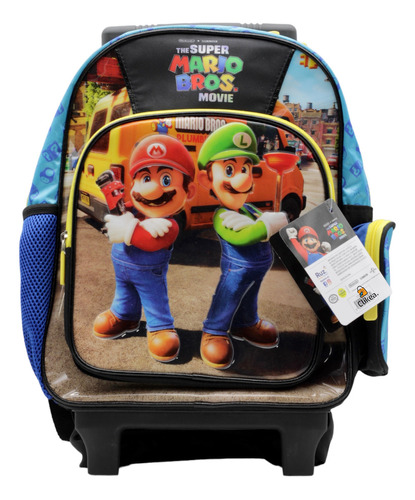 Mochila Ruz Con Ruedas Kinder Super Mario Bros Diseño de la tela Liso