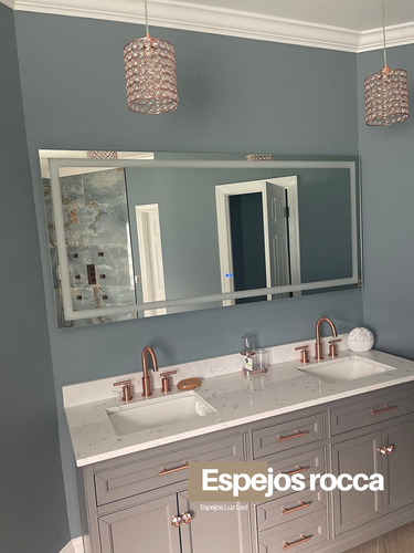 Espejo Rectangular Luz Led 100x70cm Con Touch Y Desempañador Transparente