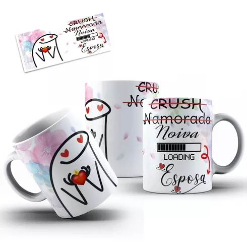 Almofadinha + Caneca Presente dia dos Namorados Esposa Flork Palito Meme