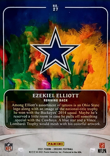 N F L Dak Prescott Y Ezekiel Elliot Dallas Lote 2 Tarjetas