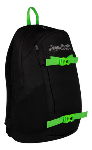 Mochila Negra Reebok Back Pack Strap Skate Unisex Bp0332 Color Black Diseño De La Tela Lisa
