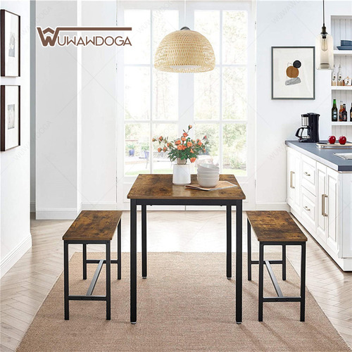 Juego Mesa De Comedor Rectangular Con 2 Sillas De 4 Personas