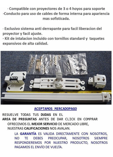 Soporte Universal Para Proyector Cañon En Techo Pared Ajustable