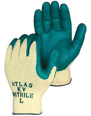 Showa Kv350m-08 Coated Gloves,green/yellow,m,pr Ggh