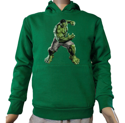 Buzo Canguro Felpa Abrigable Hulk En 4 Diseños