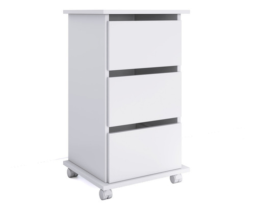 Mesa Cabeceira 3 Gavetas Para Escritório 3 Gavetas Banheiro Acabamento Fosco Cor Branco