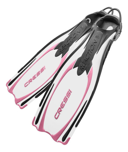 Aletas Cressi Reaction Correa Elástica Ebs, Profesional Blanco Rosa S/m Talle 38 Al 41