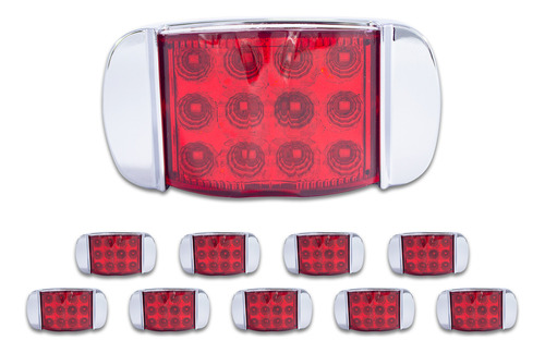 Kit De 10 Plafones Laterales 12 Leds Estrobo Rojo Tunelight