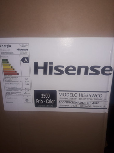 Split Aire Acondicionado Hisense 3500w Frío Calor Nuevo