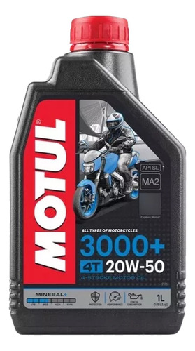 Óleo Lubrificante Motul 3000+ 20w50 Motos 1 Litro