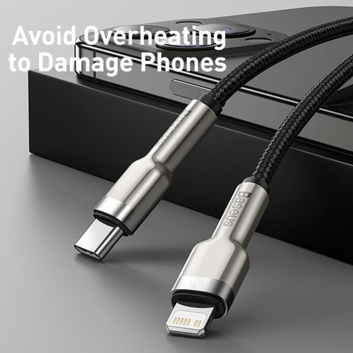 Imagen 4 de 9 de Cable Para iPhone Baseus Tipo C A Lightning Metalico 2m 20w